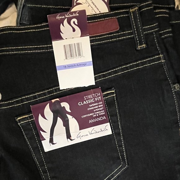 Gloria Vanderbilt Amanda Blue DARK WASH JEANS NWT SIZE 18 - Picture 6 of 6